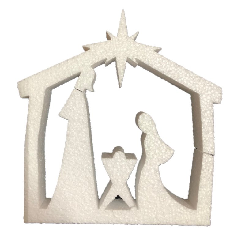 Crèche de Noël Décoration de Noël polystyrène expansé 20 cm de haut