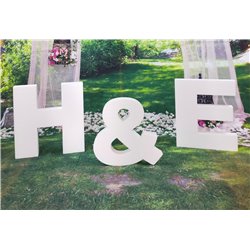 Letras Gigantes de 60 centimetros para bodas y eventos en poliestireno. Se incluye el símbolo & gratis